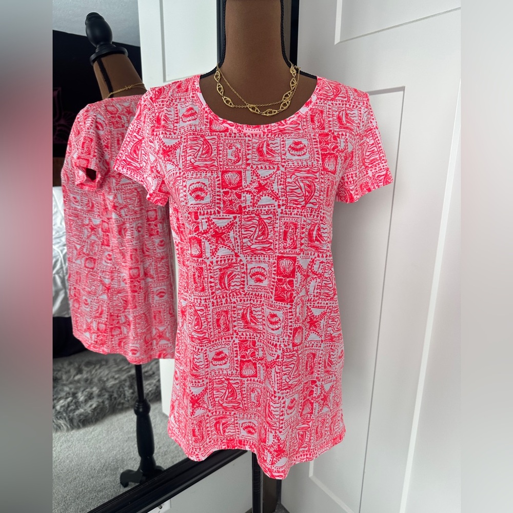 Lilly Pulitzer Etta Scoop-Neck Mizner Red Seaside Harbour size S -C
